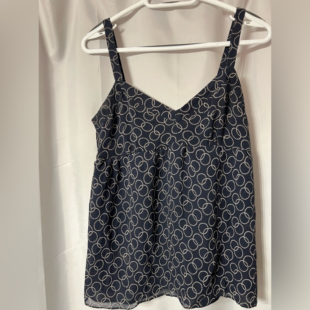 Michael Kors  navy & cream spaghetti strap top. Size L. Fully lined empire waist
